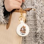 Personalized Cartoon Cheerleading Girl Portable Leather Name Ring Holder Jewelry Case with Keychain Travel Accessories Birthday Gift for Women
