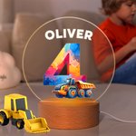 Personalisierte Fantasie Einhorn Dinosaurier Cartoon Zahl LED-Nachtlicht mit Namen und hölzernen Basis Kinderzimmer Dekoration Geburtstag Baby Dusche Geschenk für Kinder