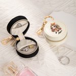 Personalized Cartoon Cheerleading Girl Portable Leather Name Ring Holder Jewelry Case with Keychain Travel Accessories Birthday Gift for Women