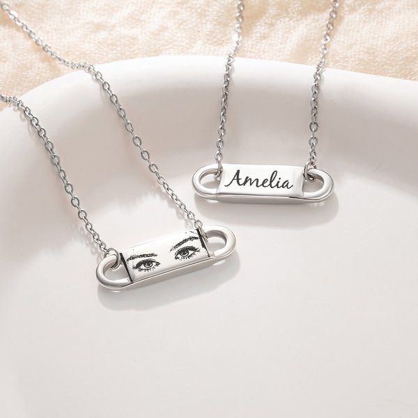 Personalised Unique Eyes Name Necklace Dainty Jewellery Birthday Anniversary Valentine's Day Gift for Women