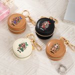 Personalized Cartoon Cheerleading Girl Portable Leather Name Ring Holder Jewelry Case with Keychain Travel Accessories Birthday Gift for Women