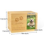 Urna de cremación personalizada para mascotas de madera con huella de pata foto y texto grabado regalo conmemorativo y de condolencias para dueños