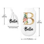 Personalized Multicolor 100% Cotton Flower Initial Name Swaddle and Knot Hat Set Baby Shower Birthday Gift for Newborns