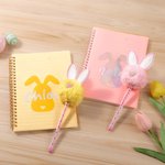 Cuaderno de espiral A5 personalizado con nombre de conejito y set de bolígrafo con 156 páginas rayadas Regalo de cumpleaños de Pascua para niños y niñas