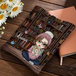 Funda de libro personalizada con personaje de dibujos animados flores de nacimiento y nombre regalo de cumpleaños y Navidad para mujeres lectoras