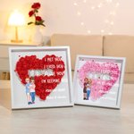 Personalisierte Cartoon Paar umarmt Liebe Rose Papier Blume Schatten Box Rahmen mit Namen Valentinstag Jahrestag Geschenk für Paar