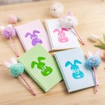 Cuaderno de espiral A5 personalizado con nombre de conejito y set de bolígrafo con 156 páginas rayadas Regalo de cumpleaños de Pascua para niños y niñas