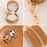 Personalized Cartoon Cheerleading Girl Portable Leather Name Ring Holder Jewelry Case with Keychain Travel Accessories Birthday Gift for Women