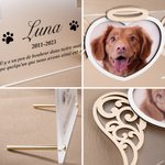 Plaque Acrylique en Forme de Cœur avec Ailes d’Ange Personnalisé de Photo Nom Date et Texte Cadeau pour Amoureux d'animaux