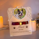 Plaque Acrylique en Forme de Cœur avec Ailes d’Ange Personnalisé de Photo Nom Date et Texte Cadeau pour Amoureux d'animaux