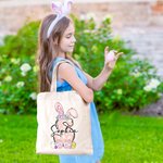 Personalisierte niedliche Schleife Ostern Hase erste Canvas Tragetasche mit Namen Tote Bag Ostereier Geburtstag Ostern Party Geschenk für Kinder