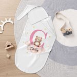 Set de pañales y gorro de nudo con iniciales y nombre de animalitos 100% algodón personalizado y multicolor Baby Shower Regalo de bautizo para recién nacido