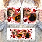 Personalisierte Glitter Love Heart Couple 4 Fotos Collage Keramikbecher mit Griff Valentinstag Jahrestag Geschenk für Ehepaar