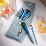 Personalised Zodiac Sign Birth Flower Cartoon Character Name  Makeup Brush Bag with 8 Pcs Makeup Brushes Birthday Gift for Women