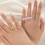 Personalizado delicado 3D Burbuja Nombre Anillo Multicolor Disponible Mujer Joyería Cumpleaños Aniversario Día de San Valentín Regalo para ella