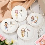 Personalizada Signo del Zodiaco Nacimiento Flor Personaje de dibujos animados Nombre Baratija de cerámica Joyería Plato Cumpleaños Aniversario Regalo para Mujeres Niñas