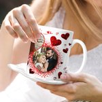 Personalisierte Glitter Love Heart Couple 4 Fotos Collage Keramikbecher mit Griff Valentinstag Jahrestag Geschenk für Ehepaar