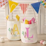 Personifierad söt Peter Rabbit Bunny Ears Bucket Bag Basket Basket med initialer och namn Påskäggsjakt Supplies Födelsedagsfest Favors Present för barn