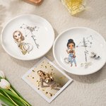 Personalizada Signo del Zodiaco Nacimiento Flor Personaje de dibujos animados Nombre Baratija de cerámica Joyería Plato Cumpleaños Aniversario Regalo para Mujeres Niñas