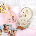 Personalised Zodiac Birth Flower Portable Leather Hand-held Jewellery Case with Name Birthday Bridesmaid Mother's Day Gift for Women
