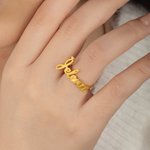 Personalizado delicado 3D Burbuja Nombre Anillo Multicolor Disponible Mujer Joyería Cumpleaños Aniversario Día de San Valentín Regalo para ella