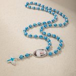 Personalized Photo Cross Beaded Necklace with Angel Wings Cross Pendant Memorial Prayer Religious Gift for Family Christian