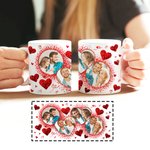 Personalisierte Glitter Love Heart Couple 4 Fotos Collage Keramikbecher mit Griff Valentinstag Jahrestag Geschenk für Ehepaar