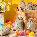 Conejito de Pascua de acuarela personalizado Bolsa de arpillera con iniciales y nombre Cumpleaños Fiesta de búsqueda del huevo de Pascua Regalo para niños Niñas