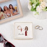 Personalized Faux Glitter Zodiac Birth Flower Cartoon Ceramic Trinket Jewellery Dish with Name Birthday Wedding Home Decor Gift for Women Bridesmaid