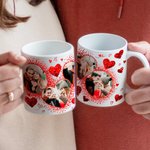 Personalisierte Glitter Love Heart Couple 4 Fotos Collage Keramikbecher mit Griff Valentinstag Jahrestag Geschenk für Ehepaar