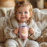 Personalisierter Initiale Waldtier Name 295 ml Isolierter Trinkbecher mit Deckel und Henkel Geburtstag Baby Party Schulanfang Geschenk für Kinder