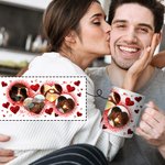 Personalisierte Glitter Love Heart Couple 4 Fotos Collage Keramikbecher mit Griff Valentinstag Jahrestag Geschenk für Ehepaar