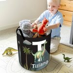 Cestino portabiancheria impermeabile personalizzato con nome e iniziale design dinosauri carini regalo di compleanno per ragazzi e ragazze