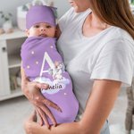 Set de pañales y gorro de nudo con iniciales y nombre de animalitos 100% algodón personalizado y multicolor Baby Shower Regalo de bautizo para recién nacido
