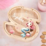 Alphabet Personnalisé Cartoon Mermaid 26 Letters Money Box Piggy Bank with Name Birthday Gift for Kids