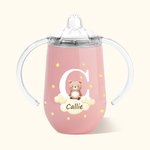 Personalisierter Initiale Waldtier Name 295 ml Isolierter Trinkbecher mit Deckel und Henkel Geburtstag Baby Party Schulanfang Geschenk für Kinder
