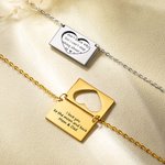 Personalized Dainty Heart Envelope Locket Necklace with Engraved Love Letter Jewelry Birthday Valentine's Gift for Women