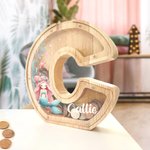 Alphabet Personnalisé Cartoon Mermaid 26 Letters Money Box Piggy Bank with Name Birthday Gift for Kids