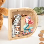 Alphabet Personnalisé Cartoon Mermaid 26 Letters Money Box Piggy Bank with Name Birthday Gift for Kids