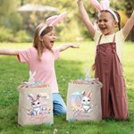 Personalisierte niedliche Schleife Hase Ei Floral Initial Canvas Tasche mit Namen Osterei Jagd Spiel Schule Party Geschenk für Kinder