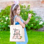 Borsa in tela riutilizzabile personalizzata con nome e iniziali del coniglio pasquale Festa di Pasqua Regalo di compleanno per bambini