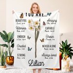 Verset Biblique Personnalisé Fleur de Naissance Couverture Douce avec Nom Journée Religieuse Anniversaire Fête Cadeau pour Femmes Chrétiennes