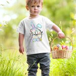Personalizado multicolor lindo conejito de Pascua Inicial 100% algodón camiseta con nombre Pascua Fiesta Regalo para Niños Niñas