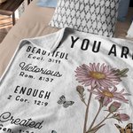Verset Biblique Personnalisé Fleur de Naissance Couverture Douce avec Nom Journée Religieuse Anniversaire Fête Cadeau pour Femmes Chrétiennes