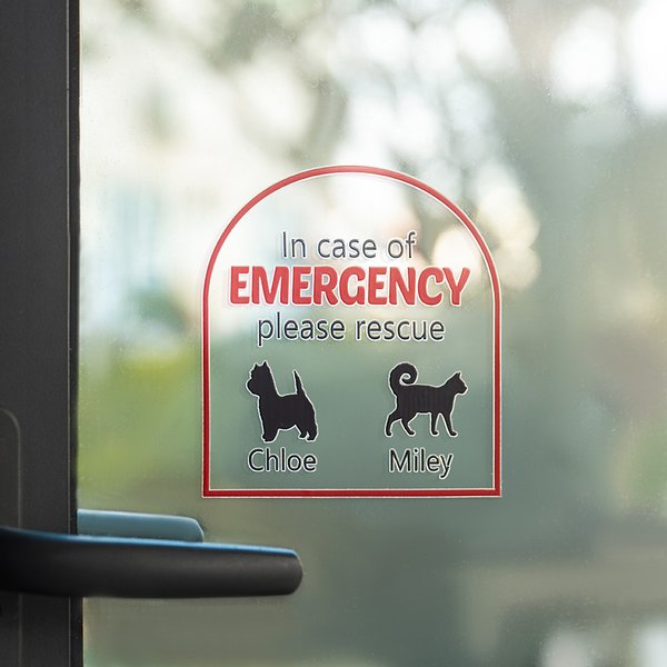 Personalized In Case of Emergency Pet Inside Rescue Waterproof Vinyl Sticker with 1-6 Pet Silhouettes and Names Housewarming Gift for Pet Owners