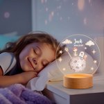 Spersonalizowana akrylowa lampka nocna LED Prince Fox Rose z drewnianą podstawą Dekoracja pokoju dziecięcego Prezent urodzinowy dla chłopców i dziewczynek