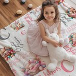 Conejito durmiente personalizado en una cesta con nombre Nube Suave manta con nombres Fiesta de Pascua Decoración del hogar Regalo para niños
