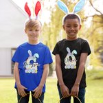 Personalizado multicolor lindo conejito de Pascua Inicial 100% algodón camiseta con nombre Pascua Fiesta Regalo para Niños Niñas