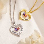 Collana con pendente a cuore insieme per sempre in argento sterling con doppia pietra di nascita e nomi incisi regalo di San Valentino per donne