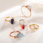 Bague Enroulée Personnalisée avec Pierre de Naissance Cadeau de Bijoux en Cuivre pour Femme
